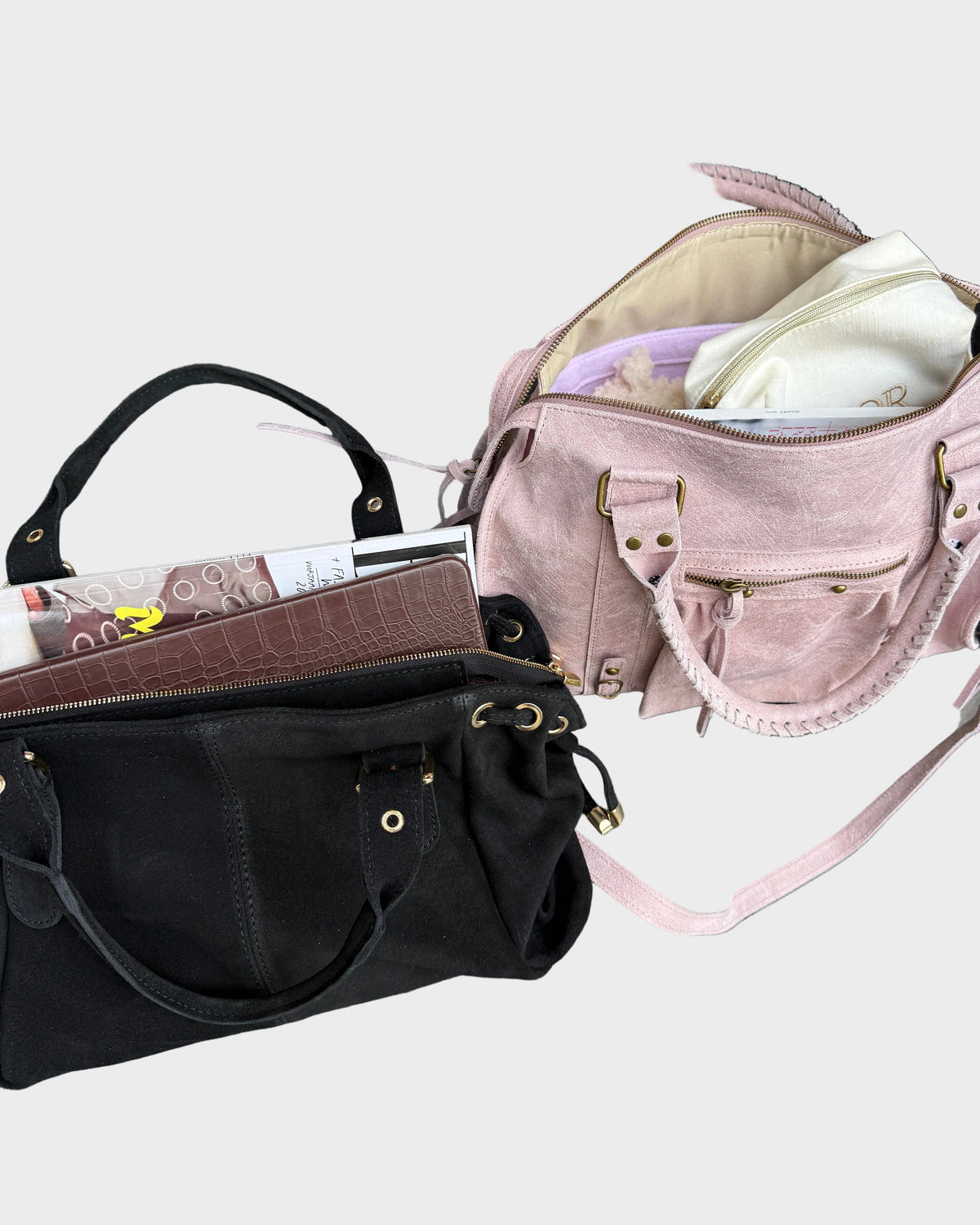 Capucine Marceau | Vanilla Pink Shoulder Bag with Zip Closure and Gold-Tone Hardware