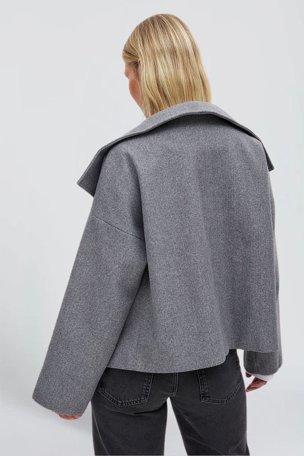 Célia Meyer | Women's Cropped Trench Jacket with Funnel Neck – Double-Breasted Cotton Coat