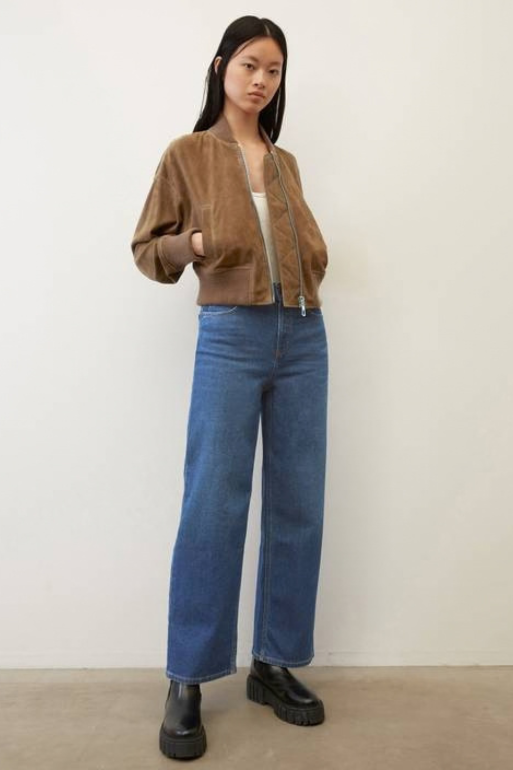 Lucinda de La Motte | Women's Short Suede Jacket – Brown Goat Suede Bomber Jacket