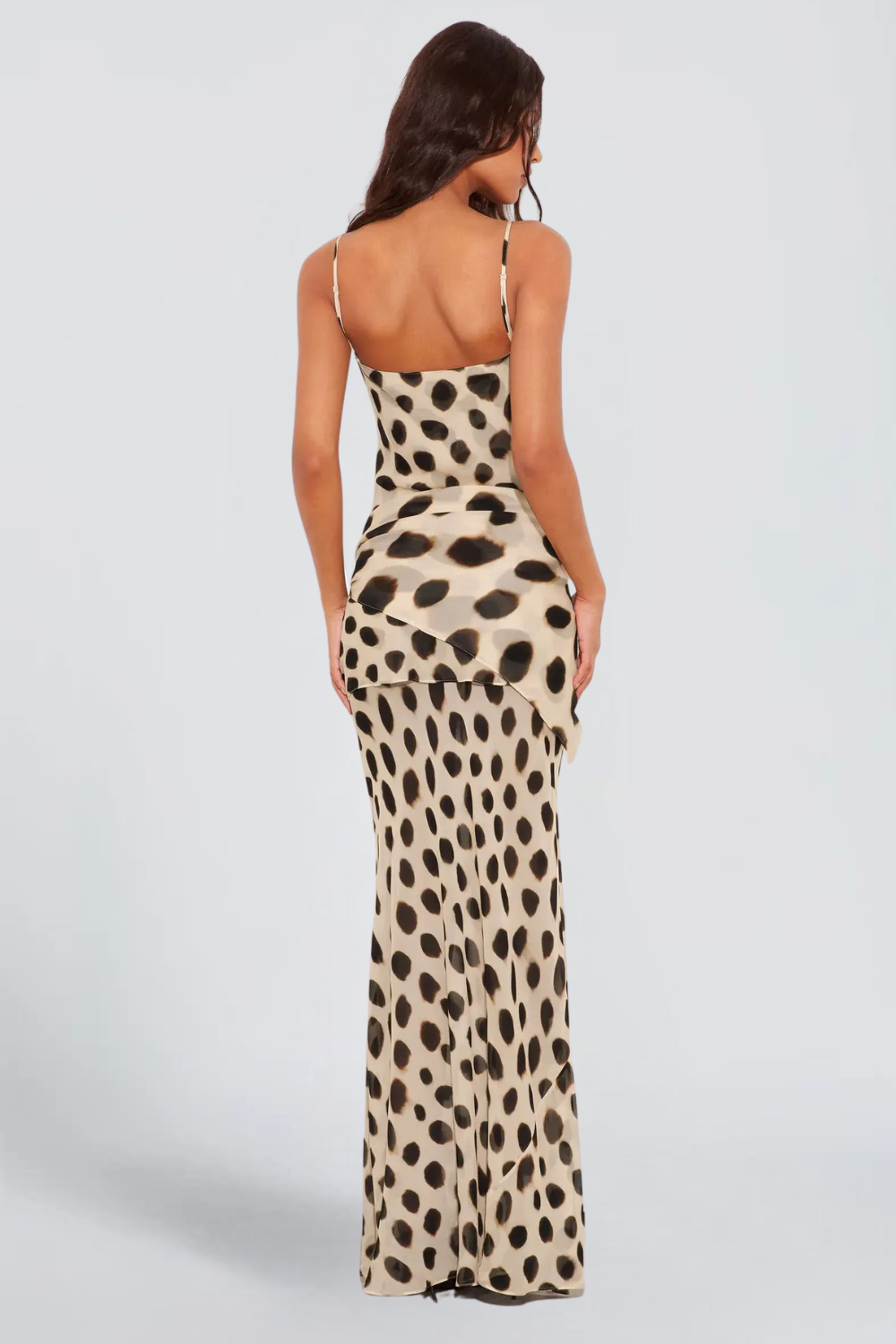 BERTHE DE MONTFAUCHER | Animal Print Chiffon Maxi Dress – V-Neck Tie Waist Sarong Summer Dress