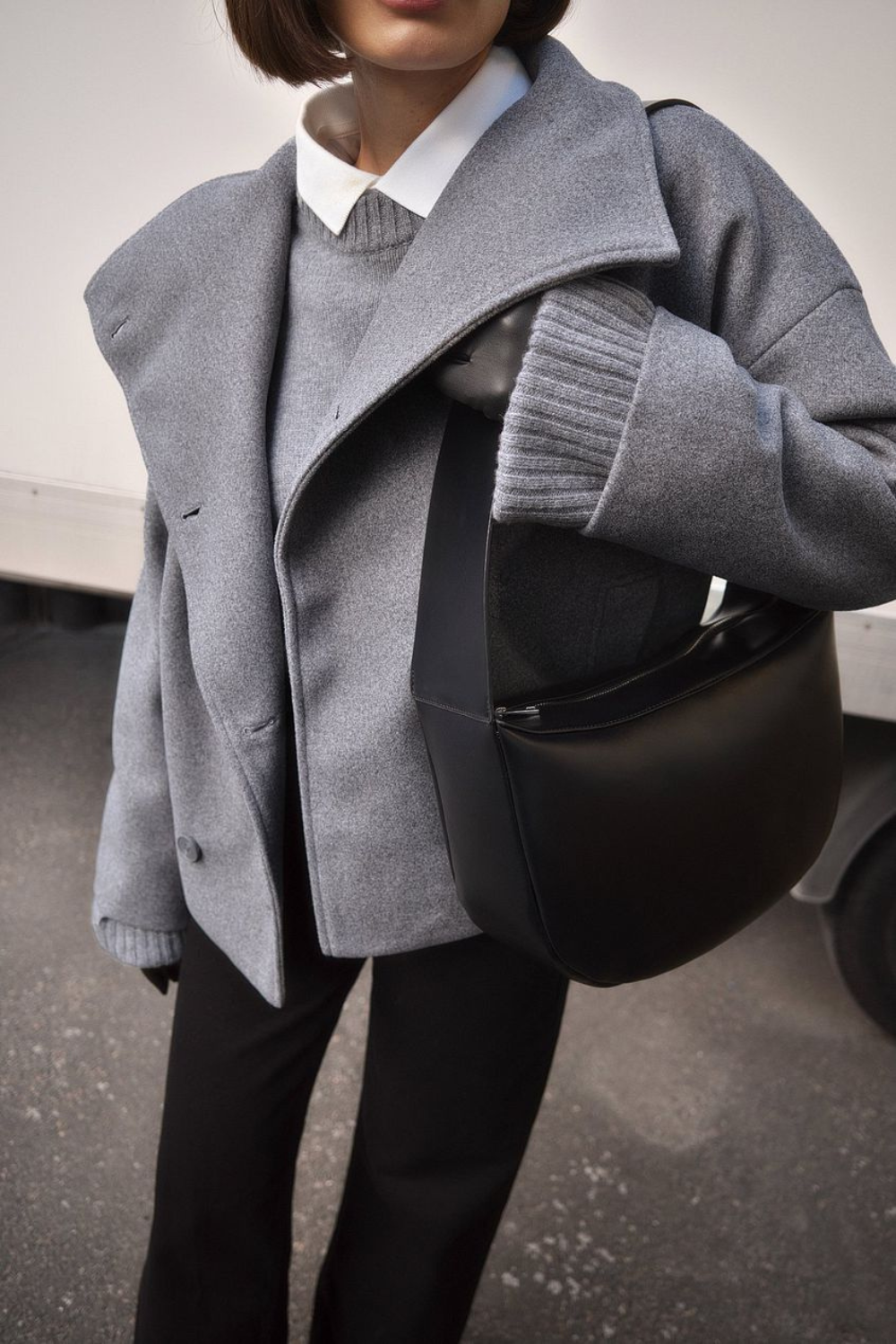 Célia Meyer | Women's Cropped Trench Jacket with Funnel Neck – Double-Breasted Cotton Coat