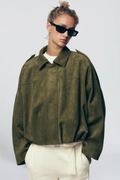 Mélissa Mathieu | Women's Khaki Oversized Utility Jacket – Green Bomber Jacket