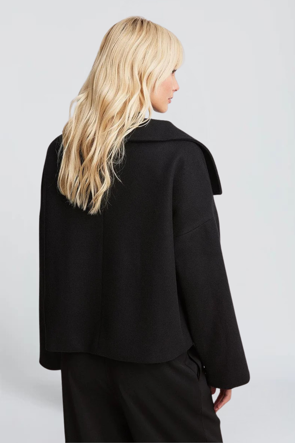 Célia Meyer | Women's Cropped Trench Jacket with Funnel Neck – Double-Breasted Cotton Coat