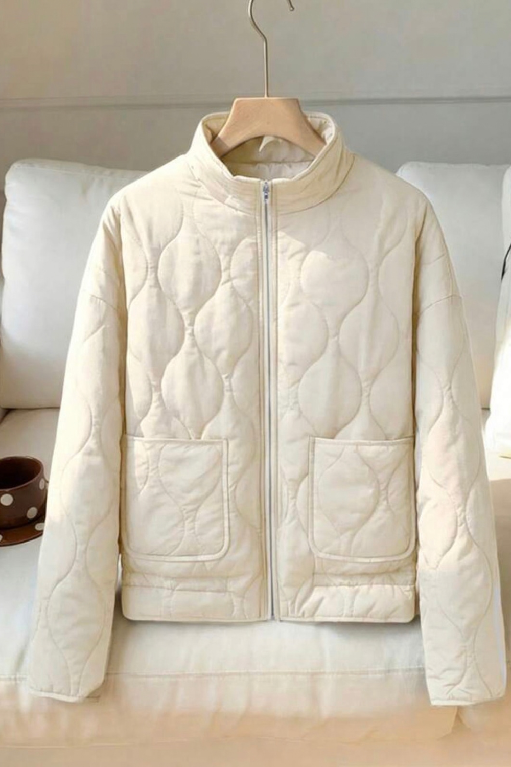 Pauline Garcia | Women's Cream Quilted Jacket – Lightweight Padded Jacket