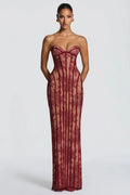 Amélie Dubois | Lace Corset Maxi Dress – Strapless Sweetheart Sheer Boned Evening Gown