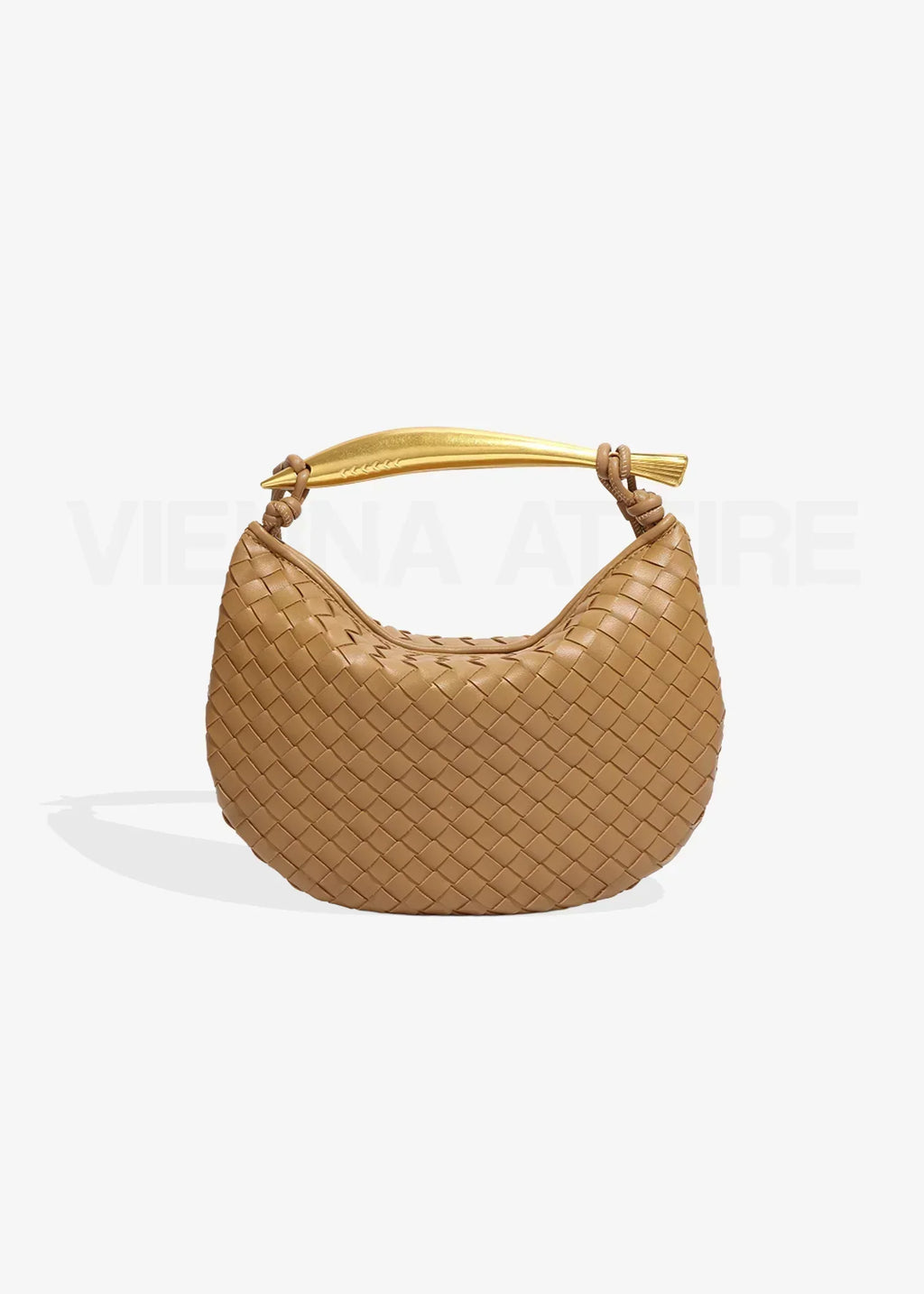 Nélie Montavril  | Woven Pattern Bag with Gold Handle