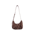 Valdoro | Women's Croissant Leather Sling Bag – Brown Ruched Shoulder Bag