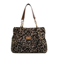 Garnet | Women's Leopard Print Plush Tote – Large Fluffy Shoulder Bag
