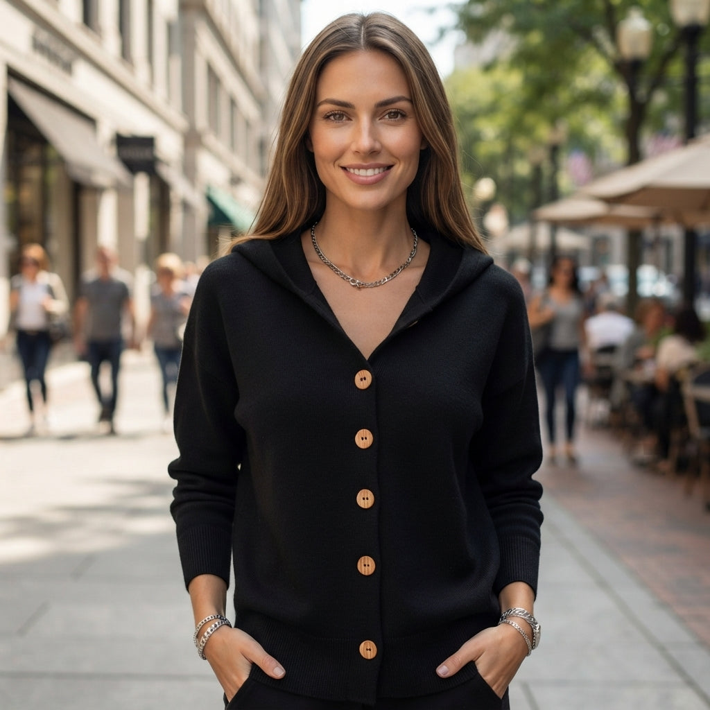 Ginevra Valentini | Casual Hooded Button Front Cardigan
