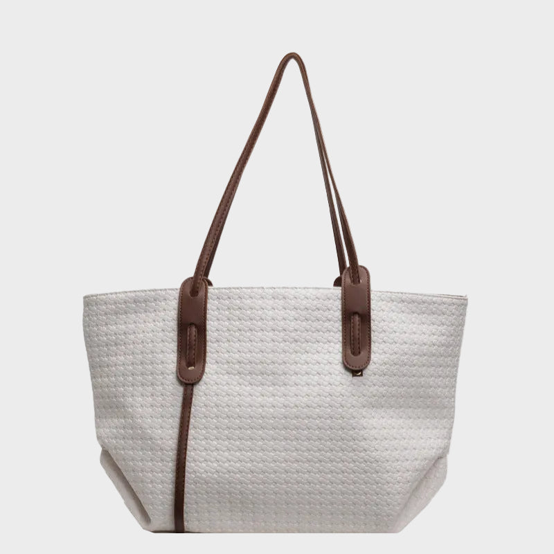 Lestang | Women's Brown Weave Tote Bag – Large Woven Shoulder Bag