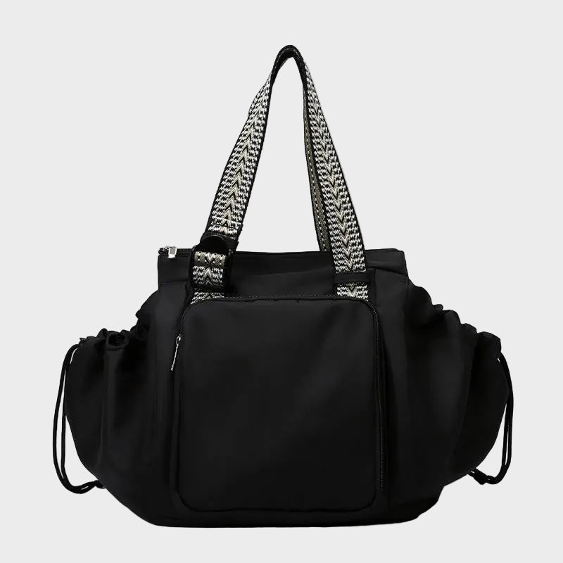 Delphine Brunet | Women's Black Pack Tote Bag – Large Drawstring Shoulder Bag