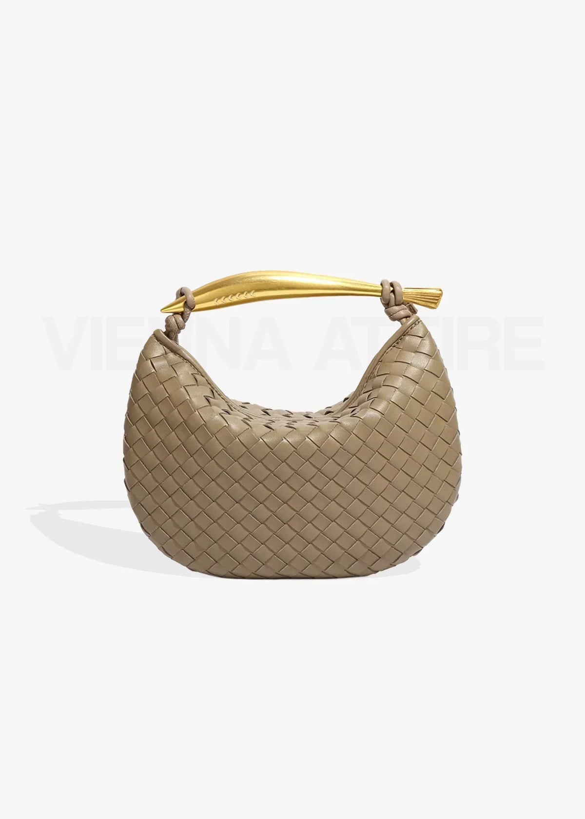 Nélie Montavril  | Woven Pattern Bag with Gold Handle