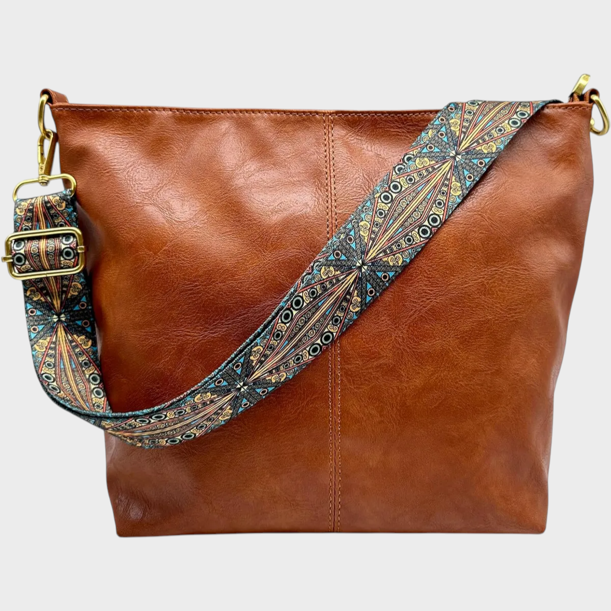 Béatrice Lucas | Women's Green PU Leather Shoulder Bag – Slouchy Hobo Bag with Wide Strap