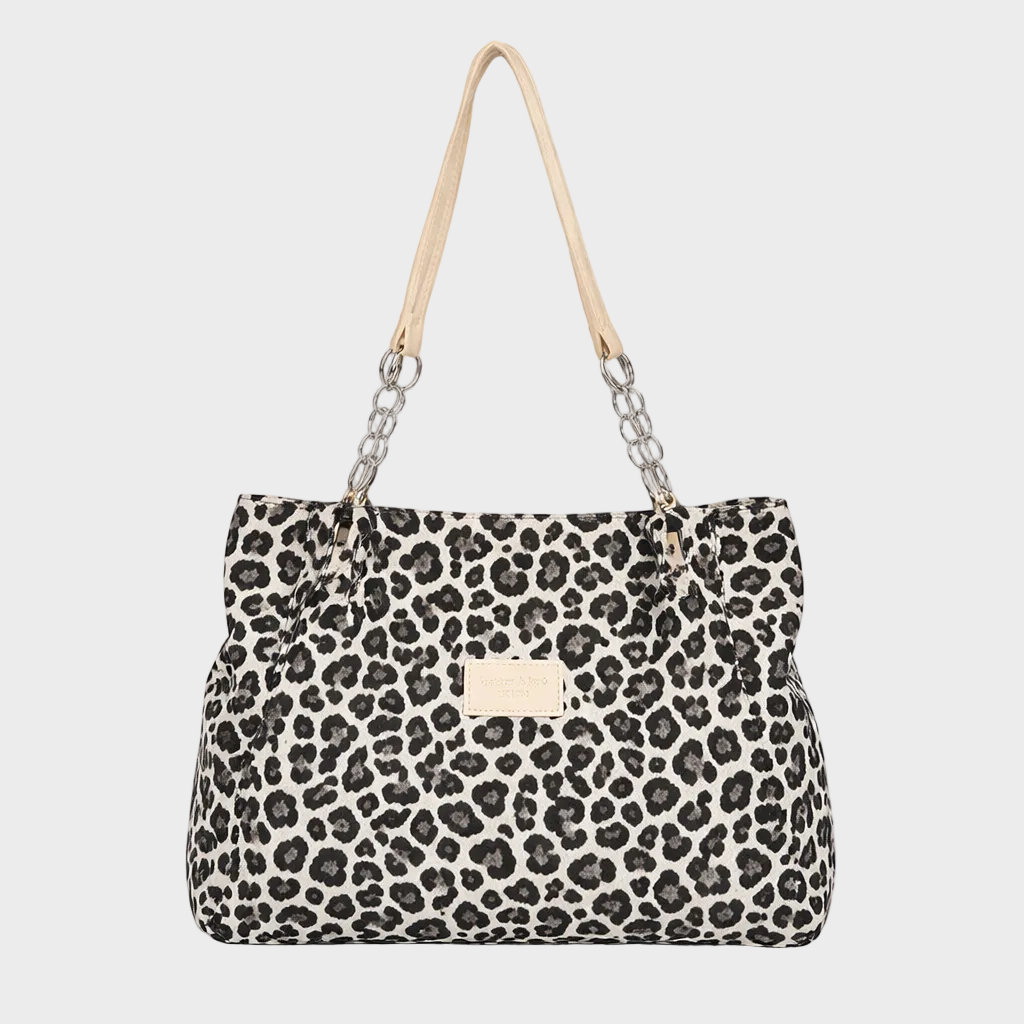 Garnet | Women's Leopard Print Plush Tote – Large Fluffy Shoulder Bag