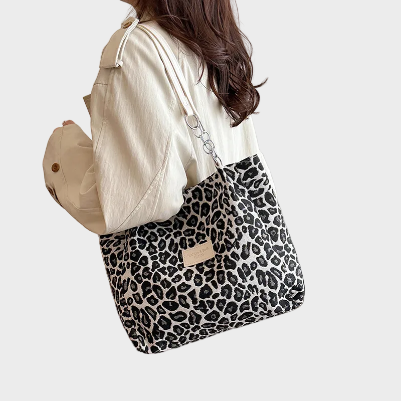 Garnet | Women's Leopard Print Plush Tote – Large Fluffy Shoulder Bag