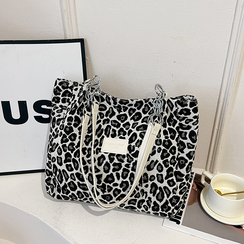 Garnet | Women's Leopard Print Plush Tote – Large Fluffy Shoulder Bag
