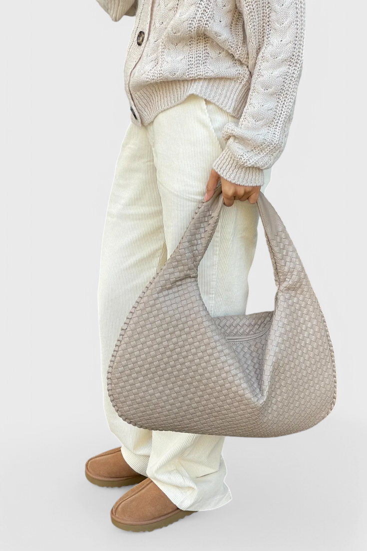 Maraisel | Women's Black Knitted Shoulder Bag – Woven Hobo Bag