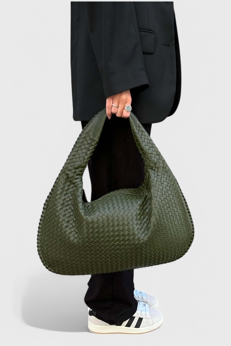Maraisel | Women's Black Knitted Shoulder Bag – Woven Hobo Bag