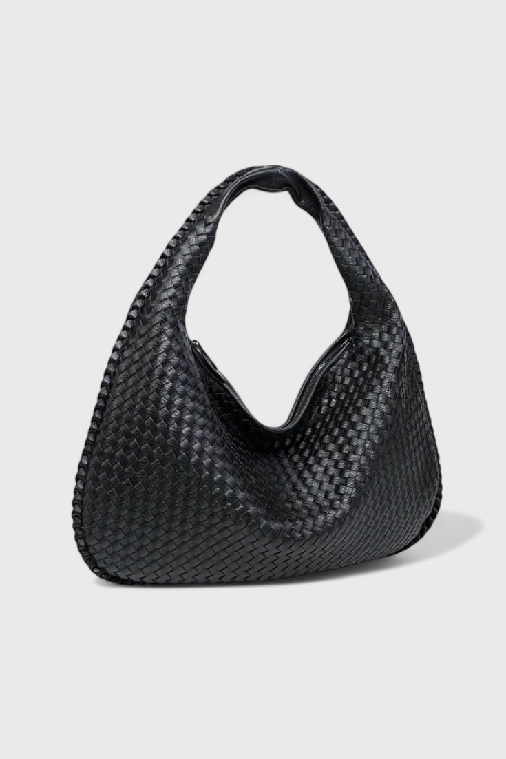 Maraisel | Women's Black Knitted Shoulder Bag – Woven Hobo Bag