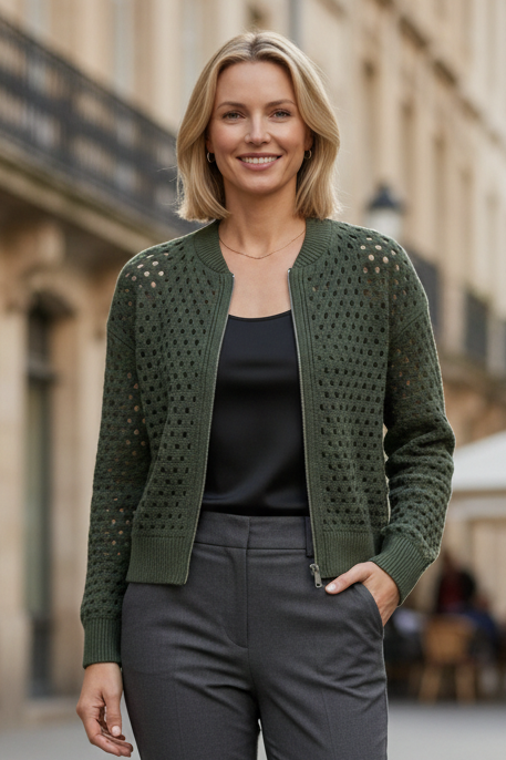 Lucrezia Santavero | Women's Textured Zip Cardigan