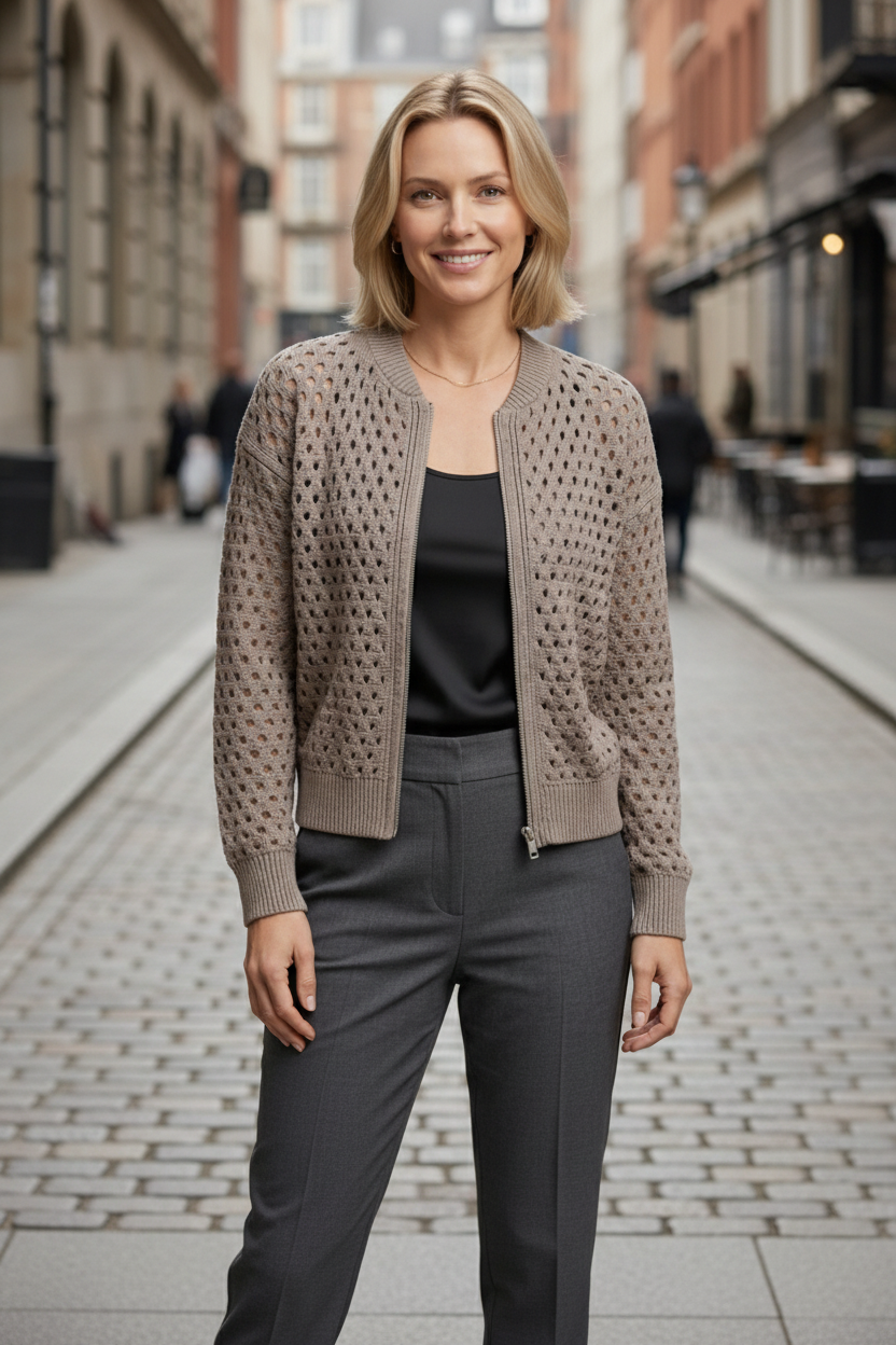 Lucrezia Santavero | Women's Textured Zip Cardigan