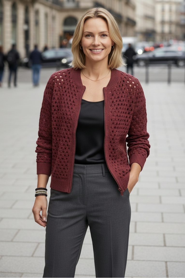 Lucrezia Santavero | Women's Textured Zip Cardigan
