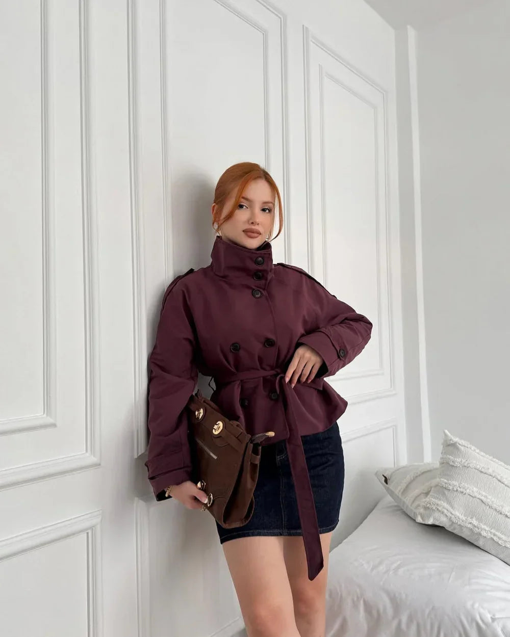 Colette | Belted High-Neck Poised Trench Coat