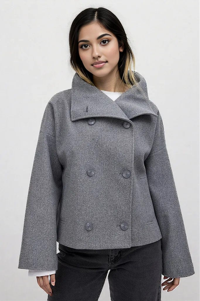 Diane | Cropped Double-Breasted Minimal Coat