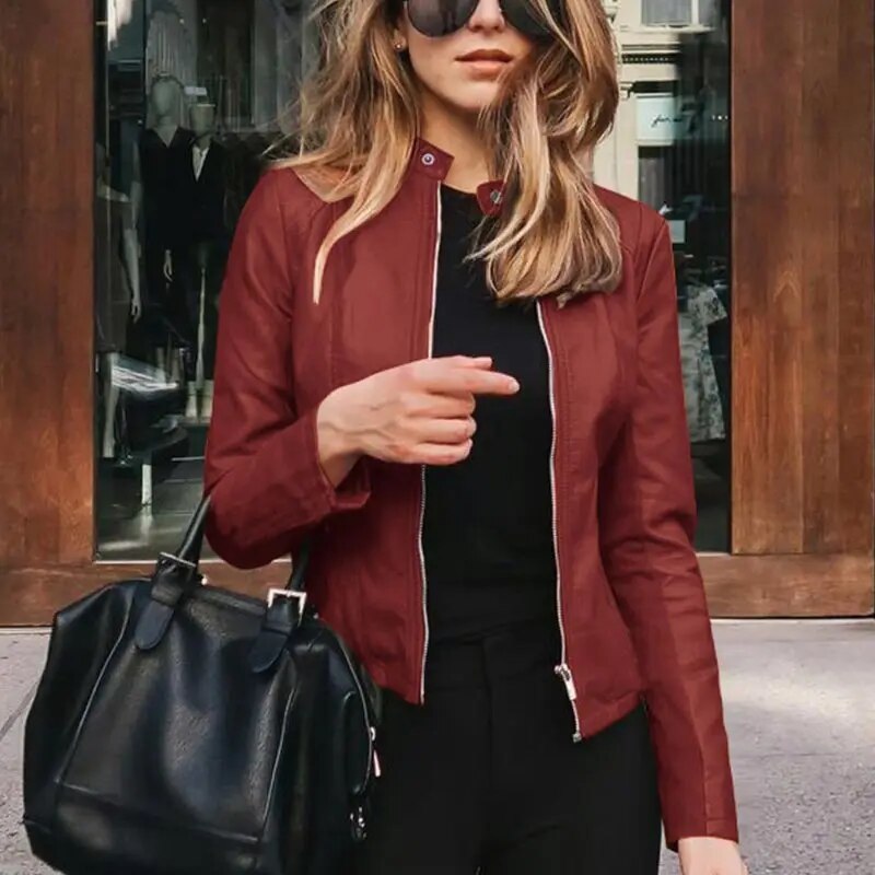 Sidonie | Draped Cropped Signature Leather Jacket