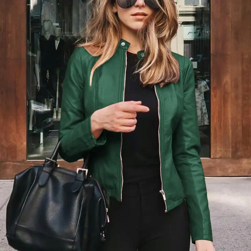Sidonie | Draped Cropped Signature Leather Jacket