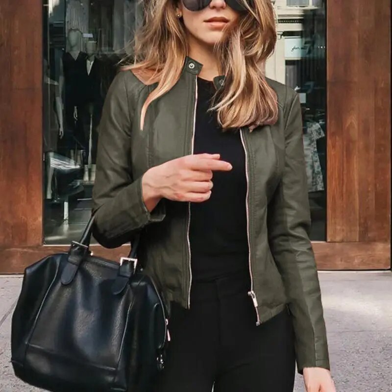Sidonie | Draped Cropped Signature Leather Jacket