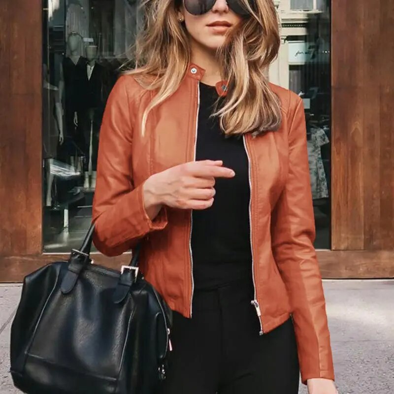 Sidonie | Draped Cropped Signature Leather Jacket