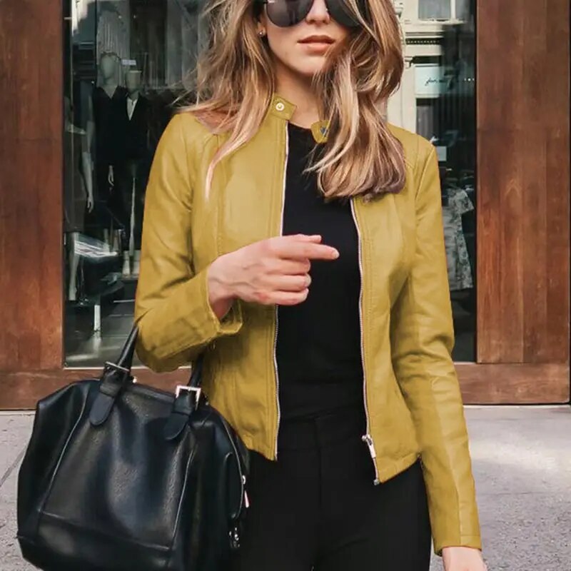Sidonie | Draped Cropped Signature Leather Jacket