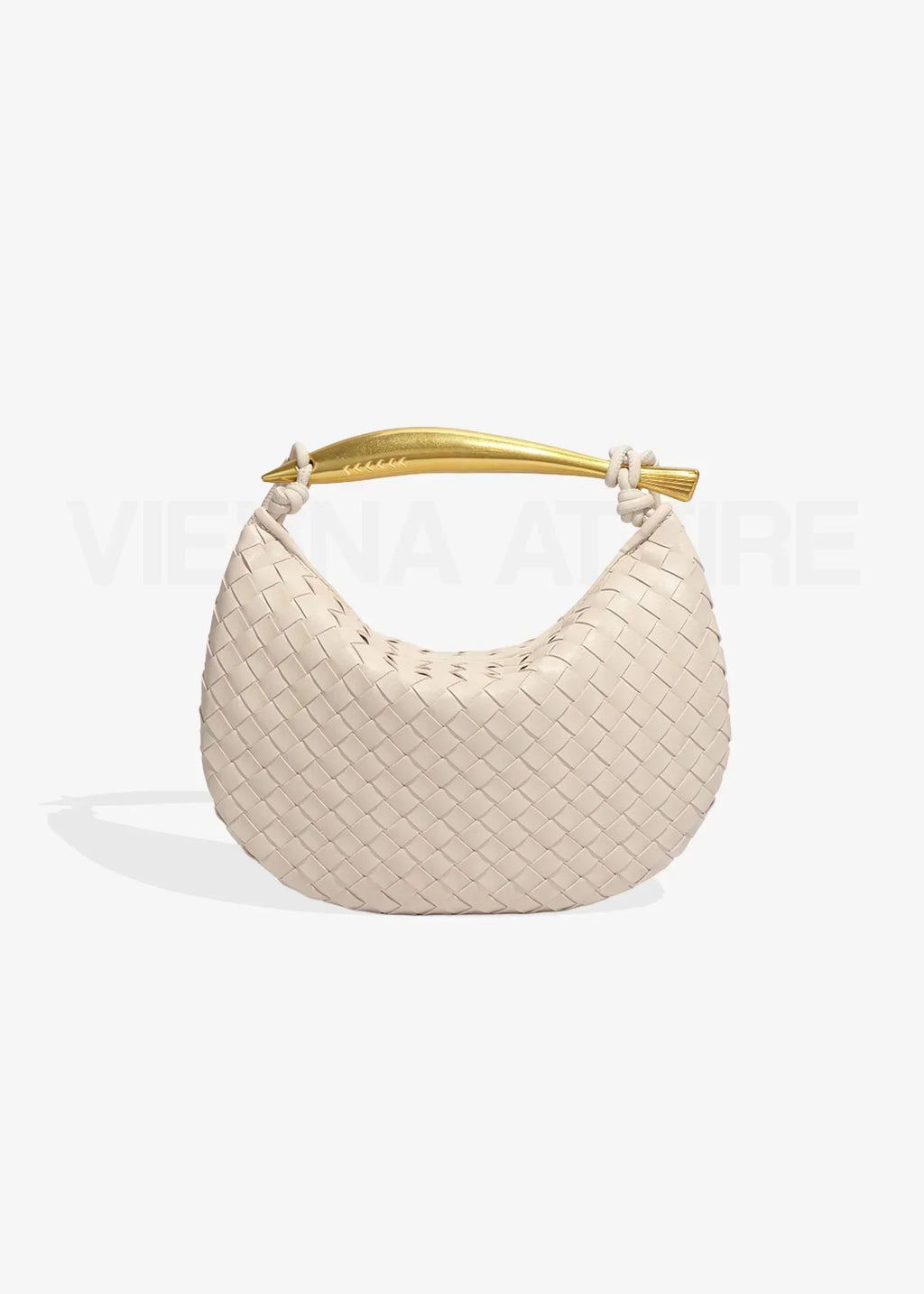 Nélie Montavril  | Woven Pattern Bag with Gold Handle