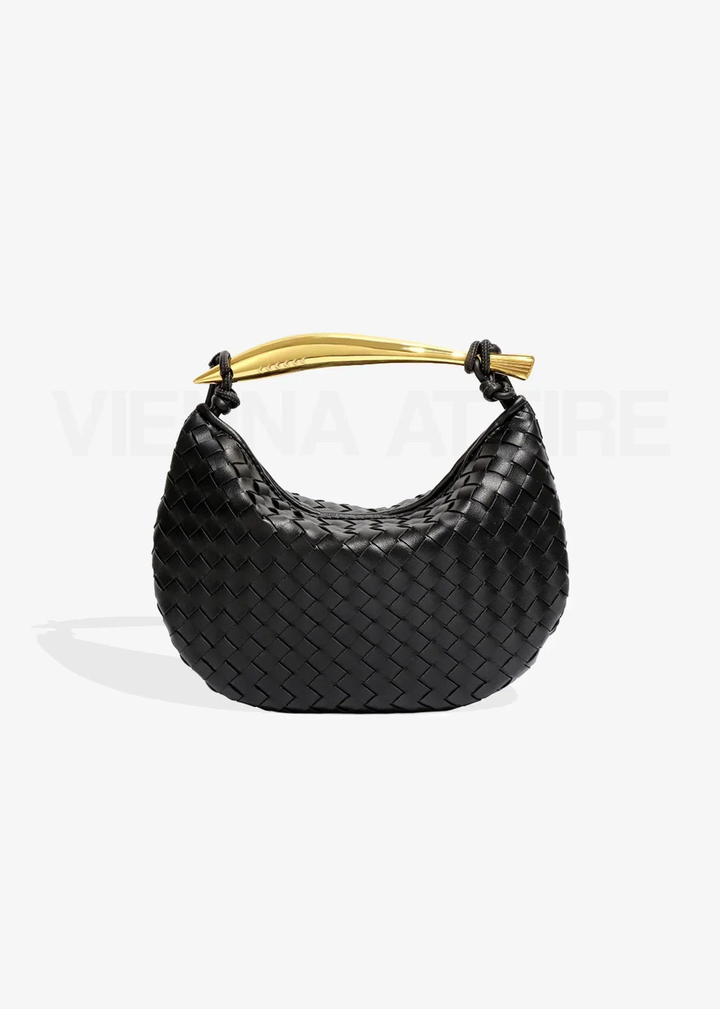 Nélie Montavril  | Woven Pattern Bag with Gold Handle