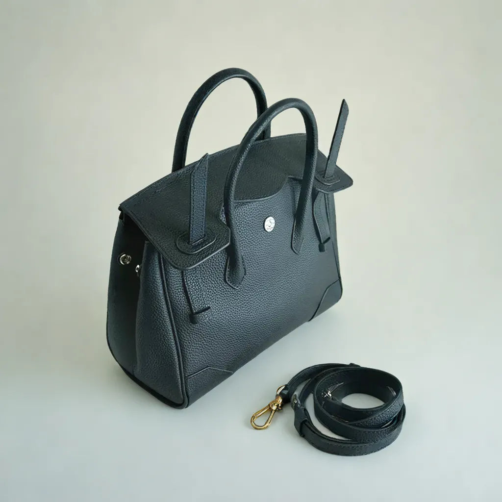 Stella | Women's Black Tote Handbag – Structured Top Handle Bag with Shoulder Strap