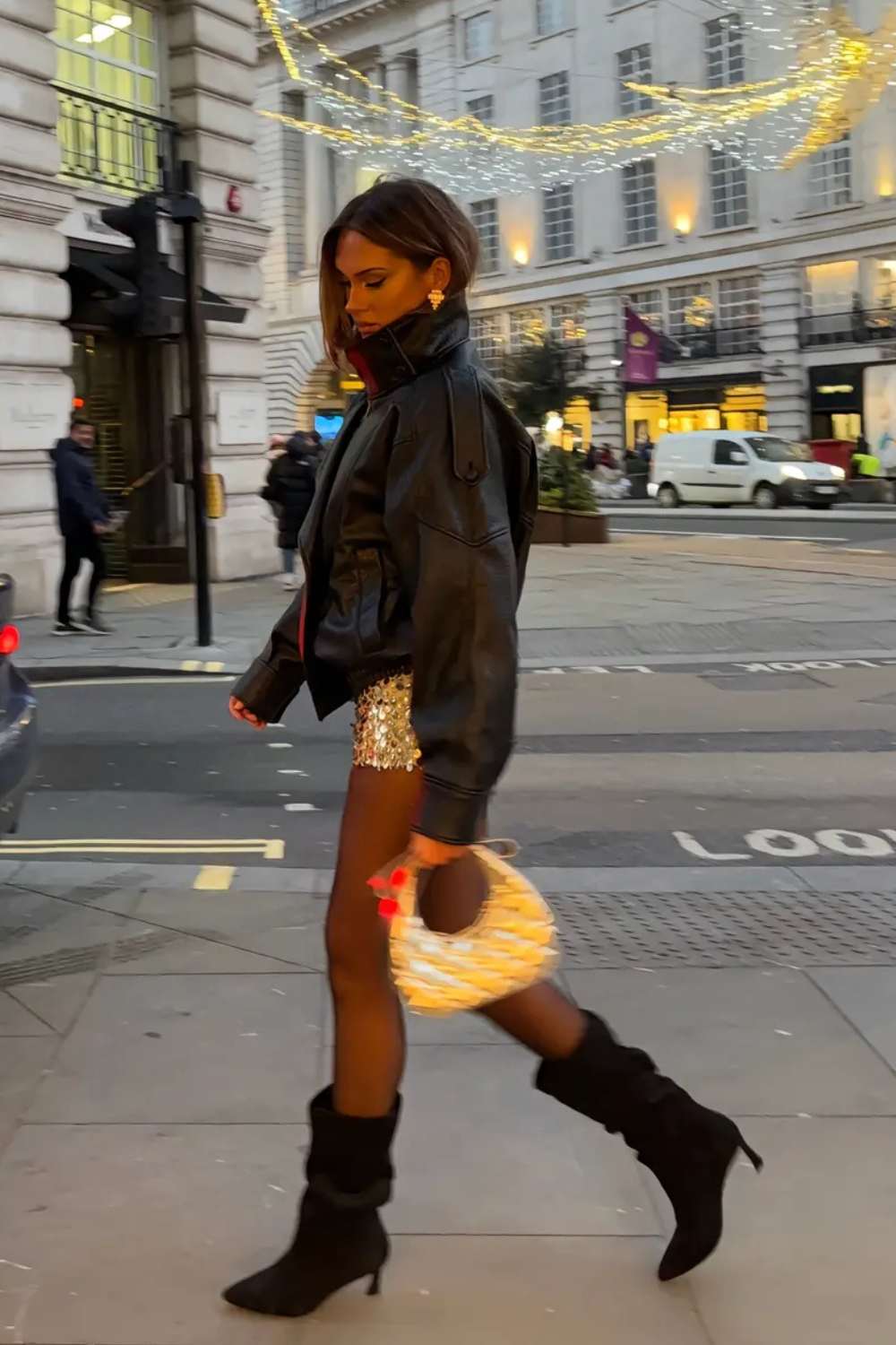 Mélanie Muller | Women's Faux Leather Bomber Jacket – Oversized Funnel Neck Biker Jacket