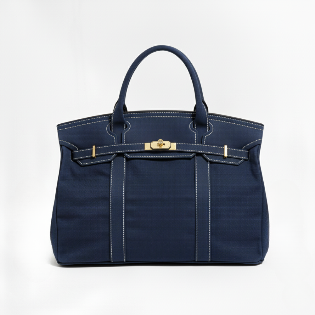 Sylvie Valrivage | Large Capacity Canvas Bag with Top Hardware Closure