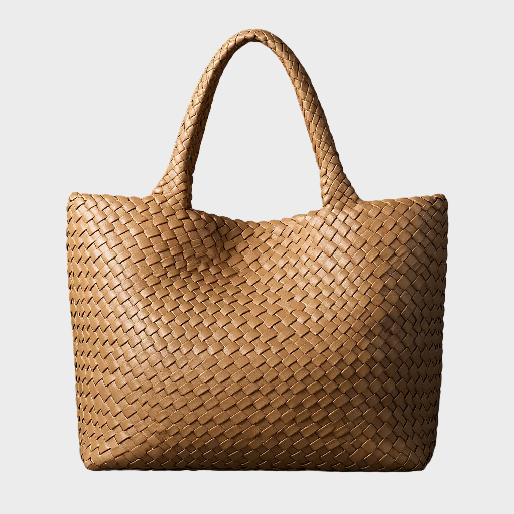 Aude Clairmont  | Woven Shoulder Tote Bag in Soft Microfiber Leather