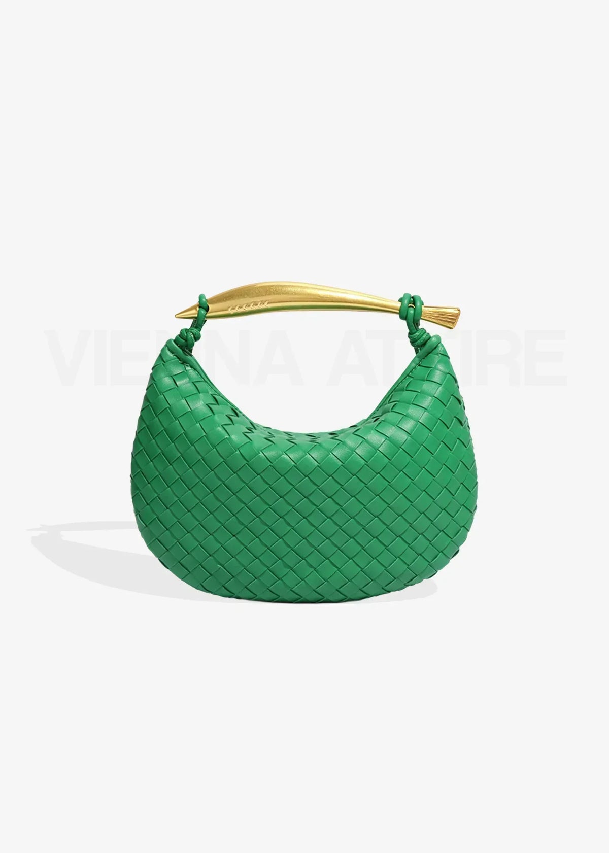 Nélie Montavril  | Woven Pattern Bag with Gold Handle