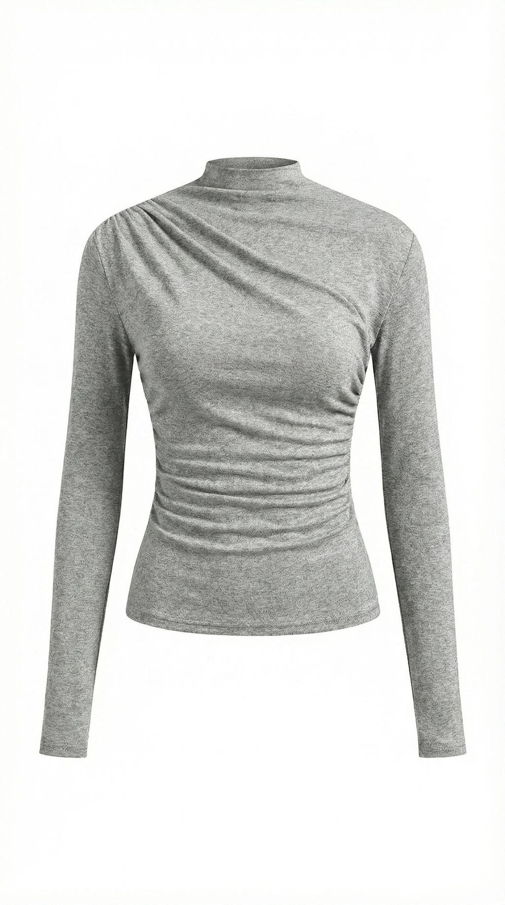 Nora | Fitted Top Women Long Sleeve Ruched Slim Fit Round Neck