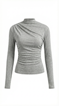 Nora | Fitted Top Women Long Sleeve Ruched Slim Fit Round Neck