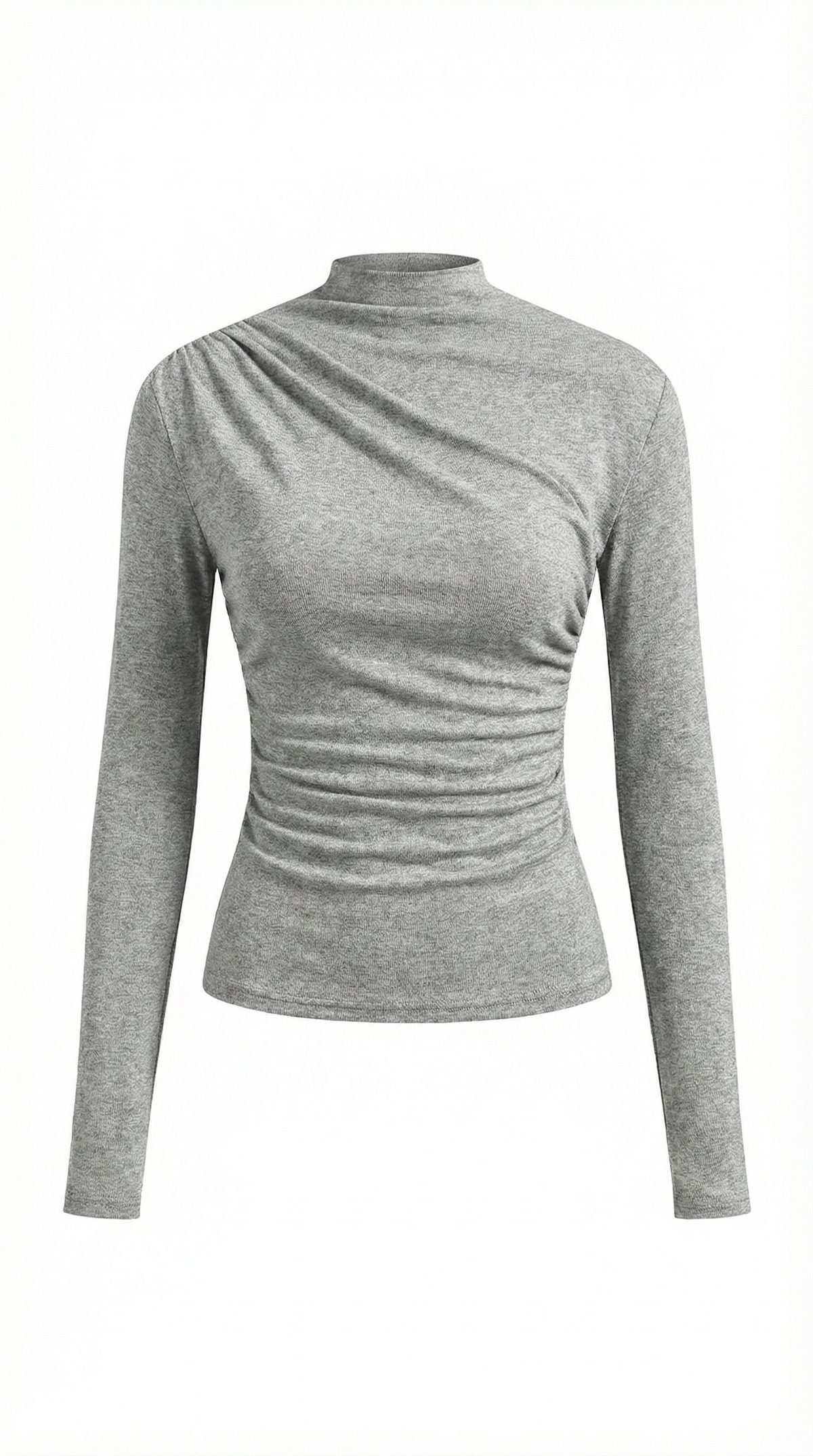 Nora | Fitted Top Women Long Sleeve Ruched Slim Fit Round Neck