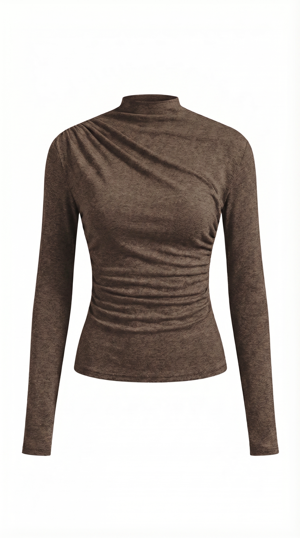 Nora | Fitted Top Women Long Sleeve Ruched Slim Fit Round Neck