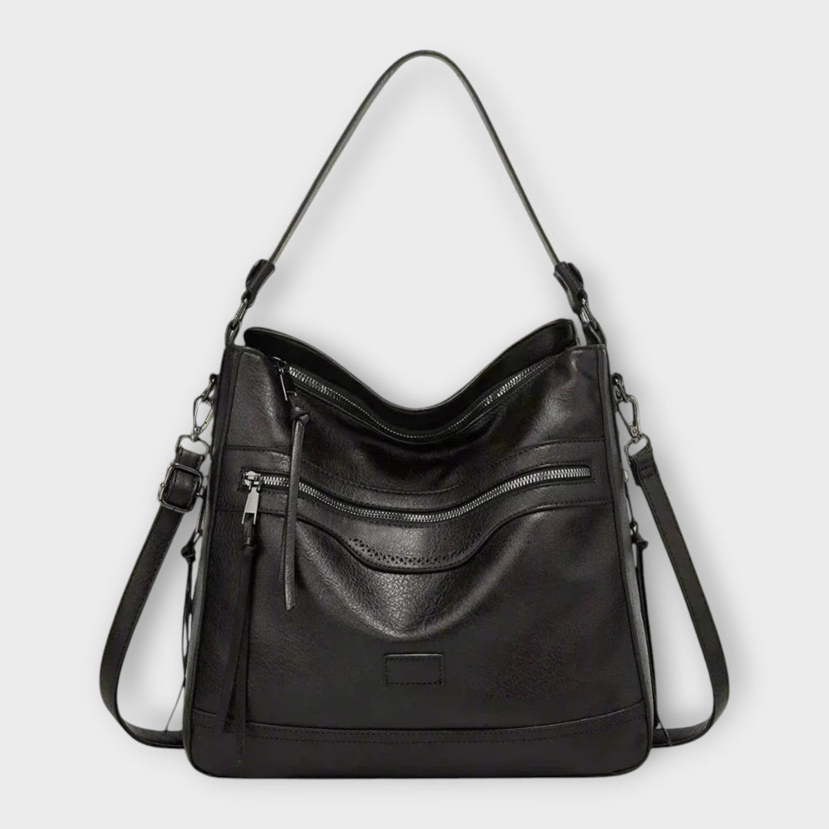 Bellandi | Women's Classic Retro Shoulder Bag – Black Slouchy Hobo Bag with Zip Pockets