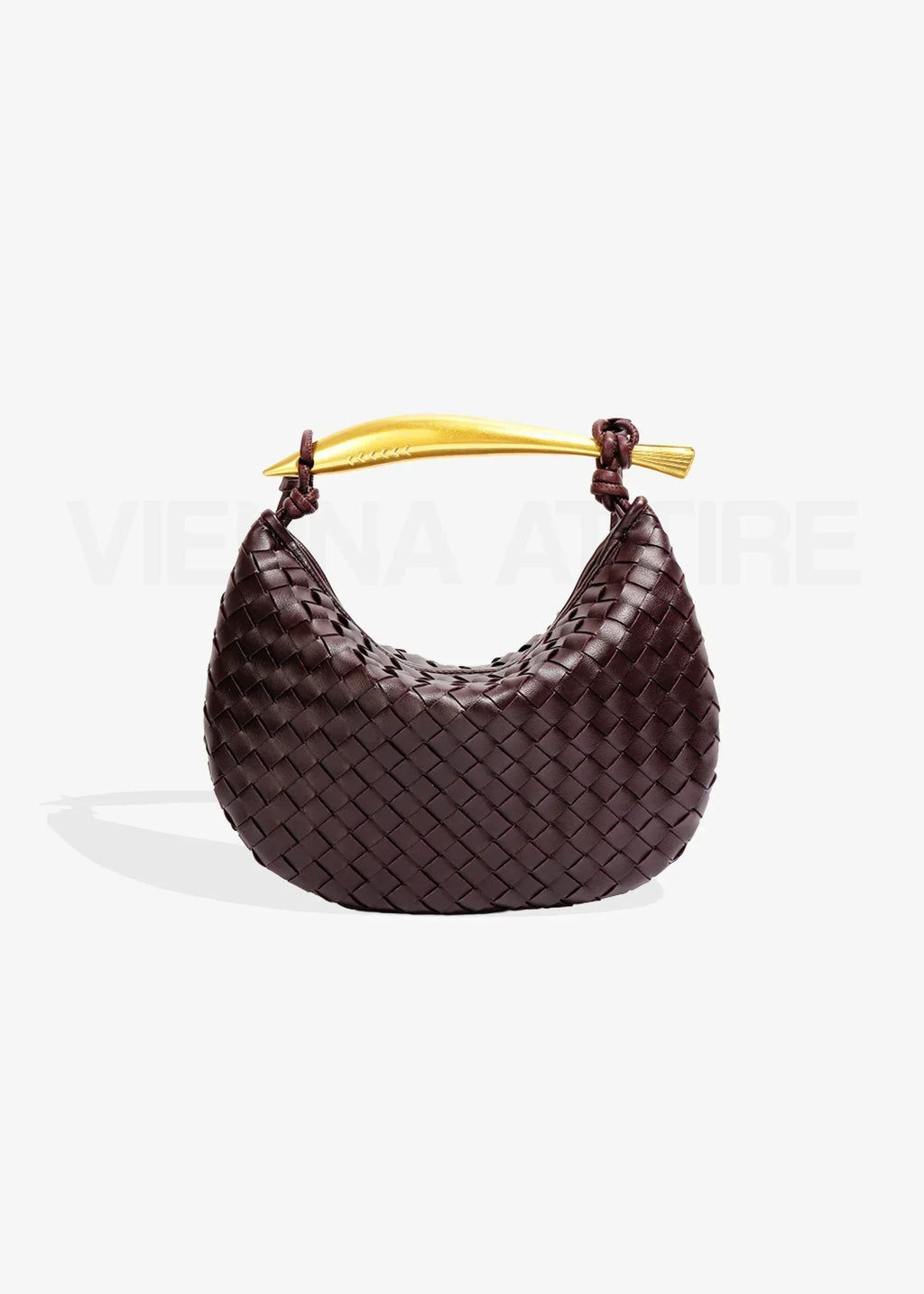 Nélie Montavril  | Woven Pattern Bag with Gold Handle