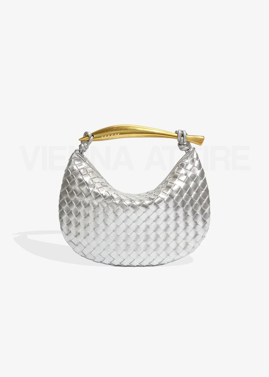 Nélie Montavril  | Woven Pattern Bag with Gold Handle