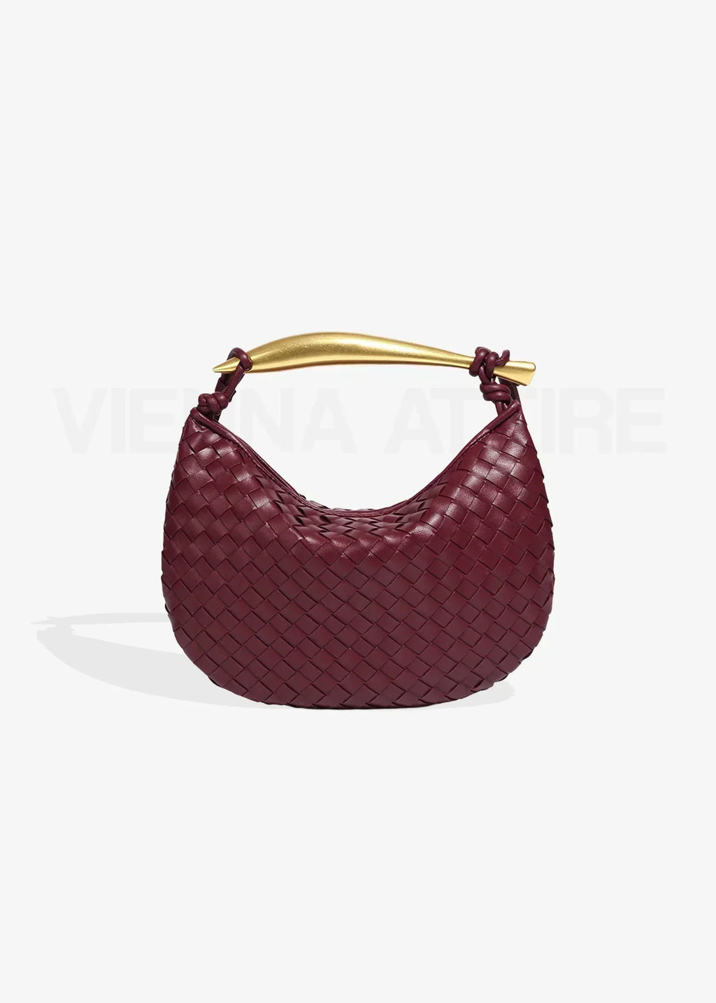 Nélie Montavril  | Woven Pattern Bag with Gold Handle