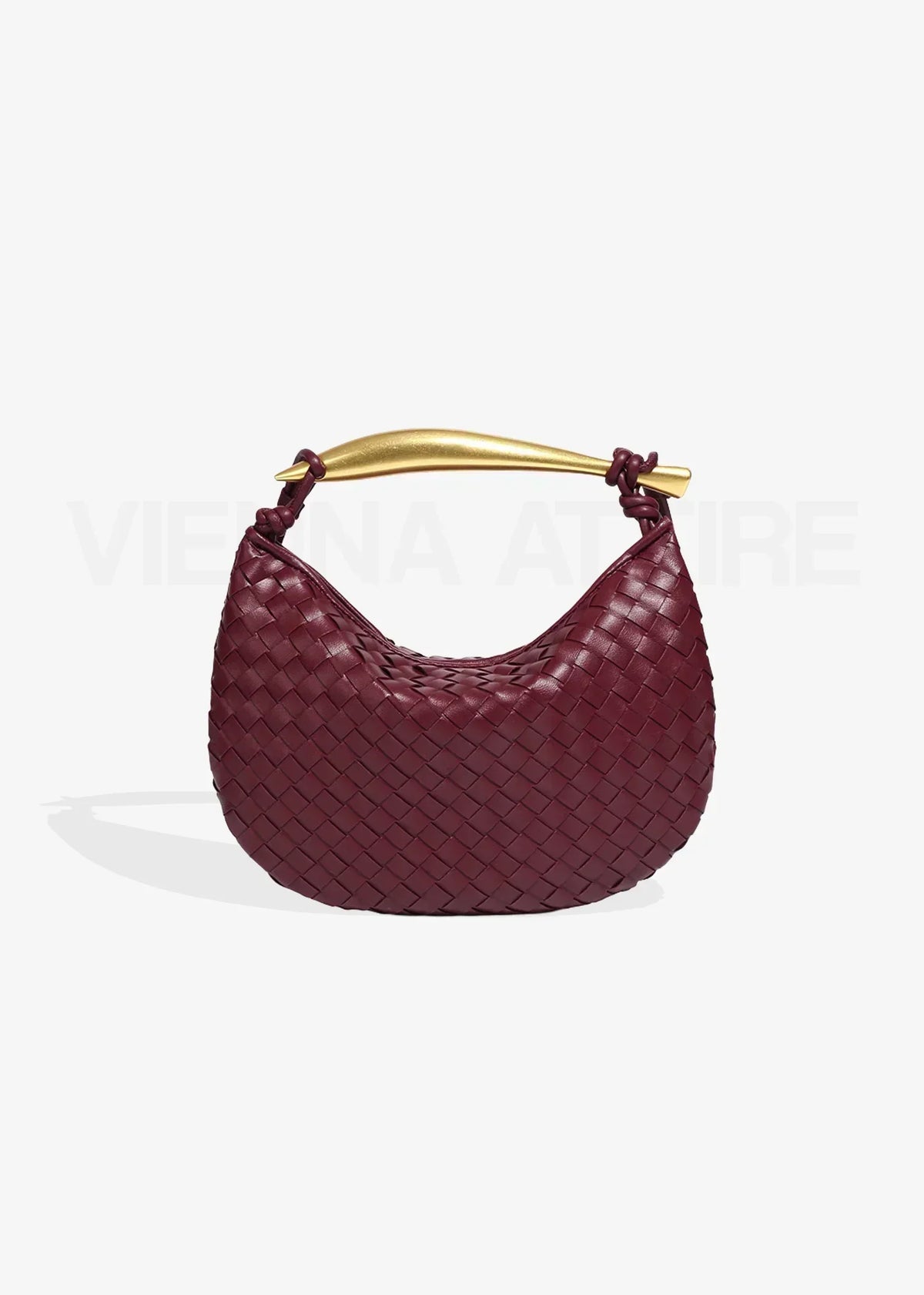 Nélie Montavril  | Woven Pattern Bag with Gold Handle